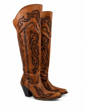 Dan Post Seductress‎ Brown Leather Western Women's Tall Boots Size 7.5